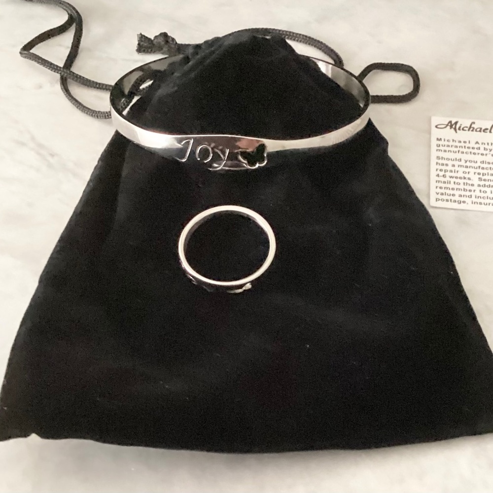 Michael Anthony Inspiration Steel JOY Bangle Bracelet Band Ring Size 10 BNIB